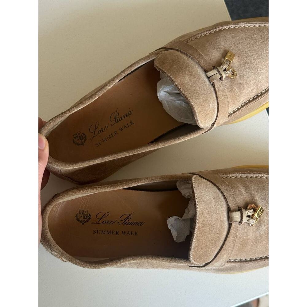 Loro Piana Summer Charms Walk Beige Suede Loafers Sz. 40 - Picture 8 of 11